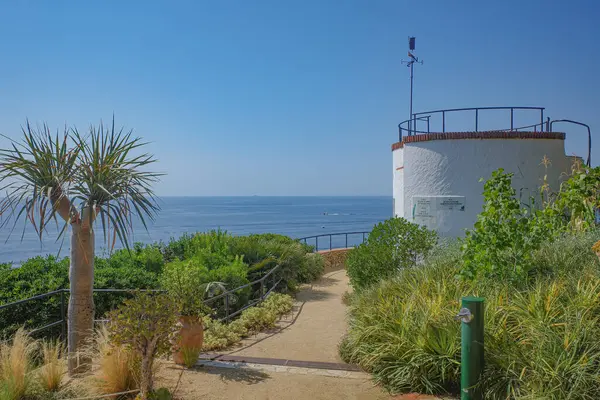 Stock image Blanes, Spain - 10 Aug, 2024: Meditarranean sea views from the Marimurta Botanical Gardens, Blanes, Catalonia