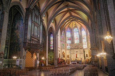 Perpignan, Fransa - 27 Ağustos 2024: 14. yüzyıl Saint Jean Katedrali, Perpignan, Pirenes Orientales