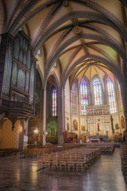 Perpignan, Fransa - 27 Ağustos 2024: 14. yüzyıl Saint Jean Katedrali, Perpignan, Pirenes Orientales