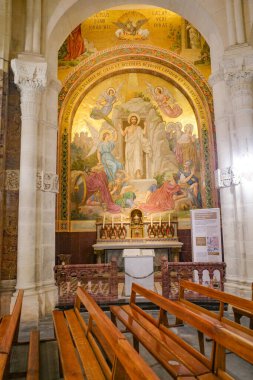 Lourdes, France - 1 Nov, 2024: Interior of the Basilica of Our Lady of the Rosary Catholic Church, Lourdes clipart