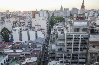 Buenos Aires, Arjantin - 22 Kasım 2024: Plaza Congreso 'nun ve Palacio Barolo' dan Buenos Aires 'in hava manzarası