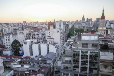 Buenos Aires, Arjantin - 22 Kasım 2024: Plaza Congreso 'nun ve Palacio Barolo' dan Buenos Aires 'in hava manzarası