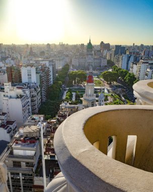 Buenos Aires, Argentina - 22 Nov, 2024: Aerial views of Plaza Congreso and the city of Buenos Aires from the Palacio Barolo clipart