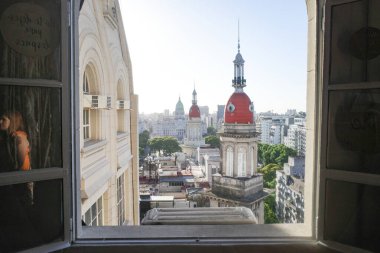 Buenos Aires, Argentina - 22 Nov, 2024: Aerial views of Plaza Congreso and the city of Buenos Aires from the Palacio Barolo clipart