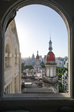 Buenos Aires, Argentina - 22 Nov, 2024: Aerial views of Plaza Congreso and the city of Buenos Aires from the Palacio Barolo clipart