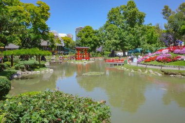 Buenos Aires, Arjantin - 20 Kasım 2024: Palermo, Buenos Aires 'teki Jardin Japonya bahçelerinde bahar mevsimi