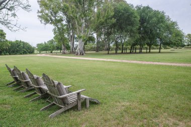 La Pampa, Argentina - 19 Nov, 2024: Estancia La Bamba de Areco, a traditional horse ranch and luxury hotel clipart