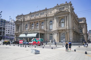 Buenos Aires, Arjantin - 18 Kasım 2024: Buenos Aires 'teki Teatro Colon (Colombus Tiyatrosu) Cephesi