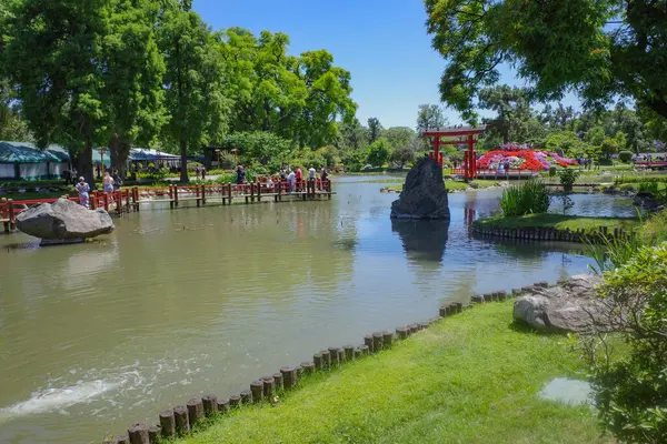Buenos Aires, Arjantin - 20 Kasım 2024: Palermo, Buenos Aires 'teki Jardin Japonya bahçelerinde bahar mevsimi