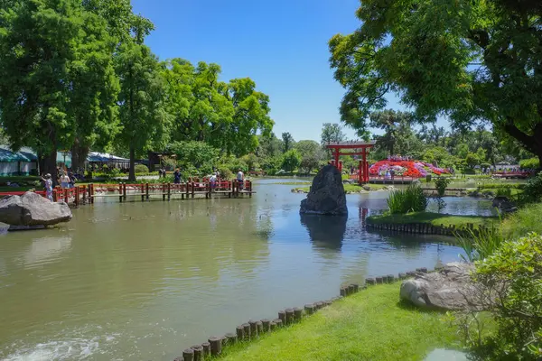 Buenos Aires, Arjantin - 20 Kasım 2024: Palermo, Buenos Aires 'teki Jardin Japonya bahçelerinde bahar mevsimi