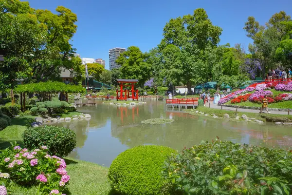 Buenos Aires, Arjantin - 20 Kasım 2024: Palermo, Buenos Aires 'teki Jardin Japonya bahçelerinde bahar mevsimi