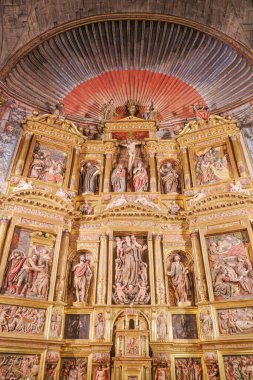 Laguardia, İspanya - 28 Aralık 2024: Santa Maria de los Reyes Kilisesi, Laguardia, Rioja Alavesa, Alava, Bask Ülkesi