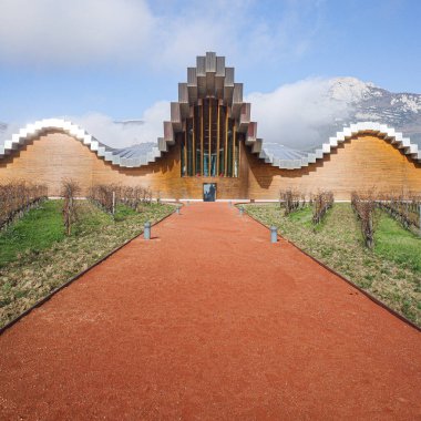 Laguardia, Spain - 28 Dec, 2024: Bodegas Ysios winery, designed by architect Santiago Calatrava. Rioja Alavesa, Spain clipart