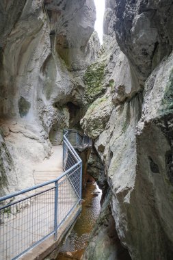 Burgos, İspanya - 3 Mart 2025: La Yecla Kanyonu, Kastilya ve Leon geçidi