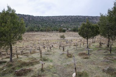 Burgos, İspanya - 3 Mart 2025: Sad Hill Mezarlığı, batı filmi 