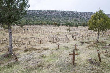 Burgos, İspanya - 3 Mart 2025: Sad Hill Mezarlığı, batı filmi 