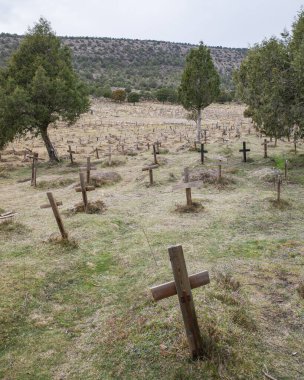 Burgos, İspanya - 3 Mart 2025: Sad Hill Mezarlığı, batı filmi 