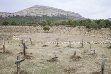 Burgos, İspanya - 3 Mart 2025: Sad Hill Mezarlığı, batı filmi 