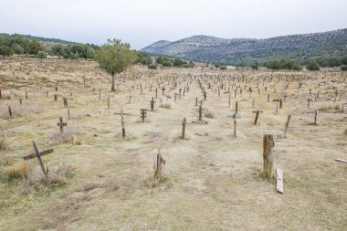 Burgos, İspanya - 3 Mart 2025: Sad Hill Mezarlığı, batı filmi 