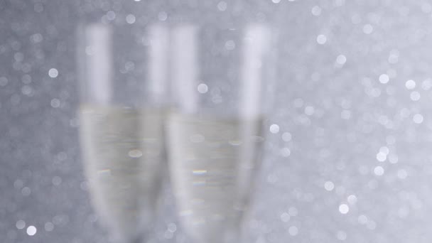 Šumivá Kapka Šampaňského Sklenici — Stock video