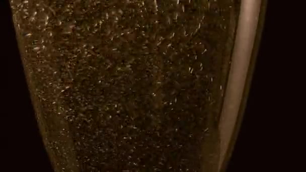 Picătură Șampanie Spumantă Într Pahar — Videoclip de stoc