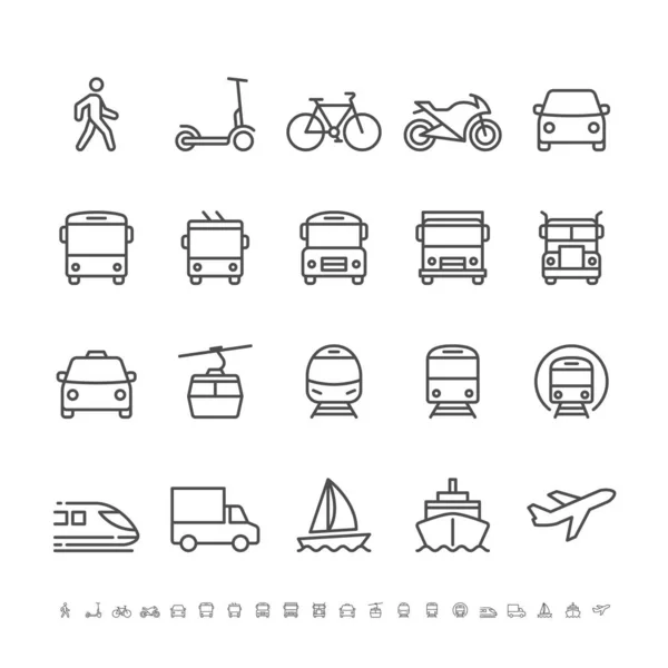 Transportation Thin Icons Pixel Perfect Stock Vector
