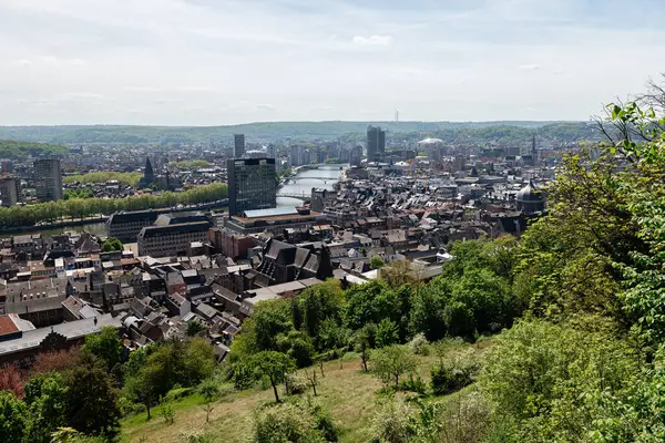 Güneşli bir günde Belçika 'nın Liege kentinin panoramik manzarası