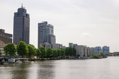 Amsterdam, Hollanda - 21 Mayıs 2025: Güneşli bir günde Rabobank ve Phillips 'in yüksek binalar ofisi