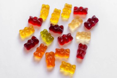 Haribo gummy bears on white background