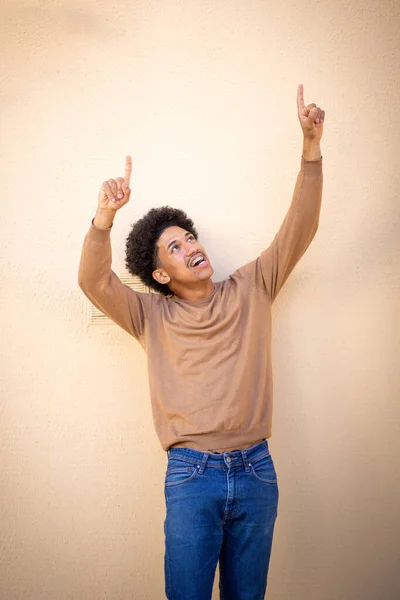 Portrait Cheerful Young Man Arms Raised Royalty Free Stock Photos