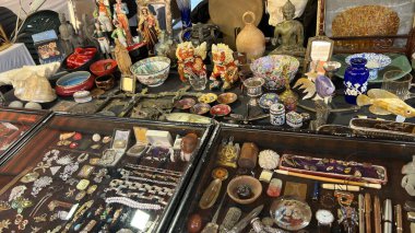 Typical antique market in the city of Barcelona. Catalonia