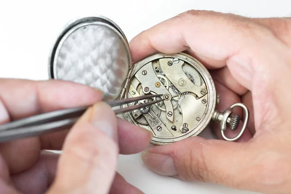 Tijdloze Precisie Een Horlogemaker Artistry Action Stockfoto