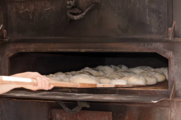 Baking Mastery Crafting Artisanal Bread Traditional Oven — Stock Photo, Image
