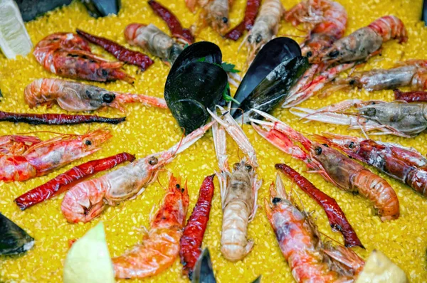 Capture Flavor Spain Delicious Snapshot Traditional Paella — Stok Foto