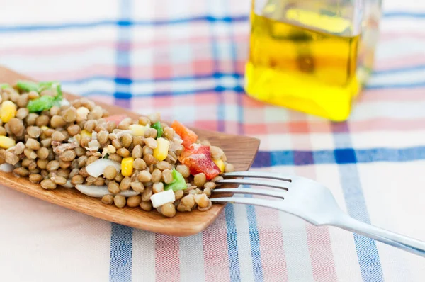 Délice Salade Lentilles Ajout Savoureux Nutritif Une Alimentation Saine — Photo