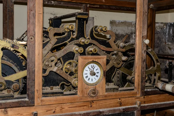 Древние Церковные Башенные Часы Время Место — стоковое фото