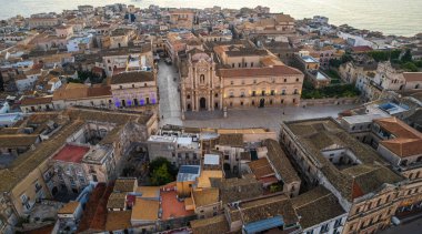 Syracuse, Sicilya, İtalya, Avrupa 'daki Ortigia Adası' nın Hava Görüntüsü