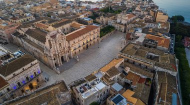 Syracuse, Sicilya, İtalya, Avrupa 'daki Ortigia Adası' nın Hava Görüntüsü