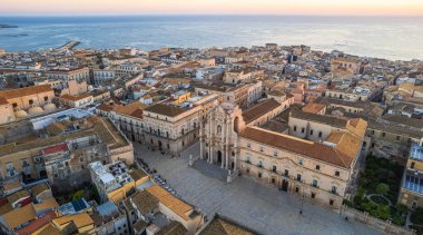Syracuse, Sicilya, İtalya, Avrupa 'daki Ortigia Adası' nın Hava Görüntüsü