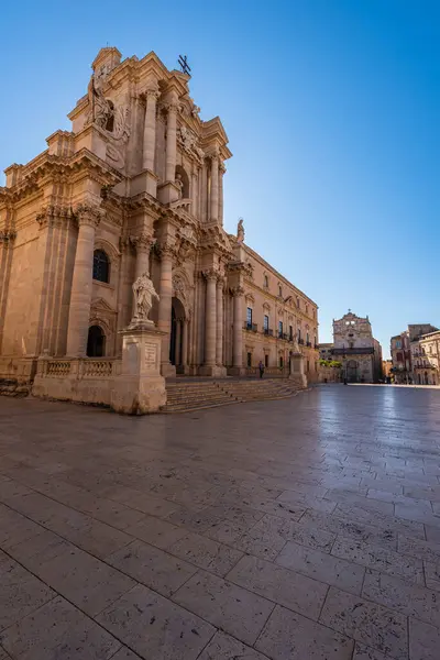 Vista Catedral Siracusa Dawn Sicília Itália Europa Patrimônio Mundial — Fotografia de Stock