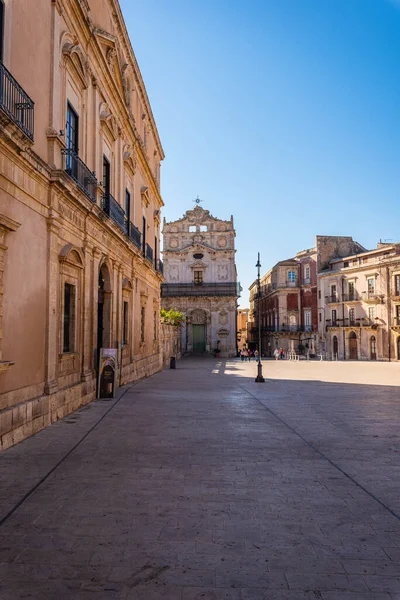 Vista Praça Catedral Siracusa Dawn Sicília Itália Europa Patrimônio Mundial — Fotografia de Stock