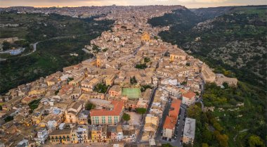 Aerial View of Ragusa Ibla at Sunset, Sicily, Italy, Europe, World Heritage Site clipart