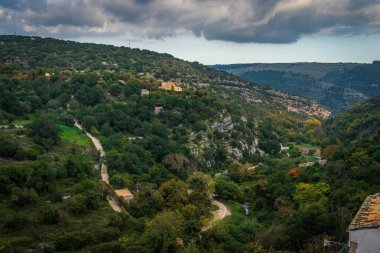 Ragusa İbla, Sicilya, İtalya, Avrupa, Dünya Mirası Bölgesi 'nden Iblei Dağları Panoraması