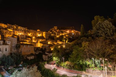 Ragusa İbla, Sicilya, İtalya, Avrupa, Dünya Mirası Sitesi 'nin Nightscape' i