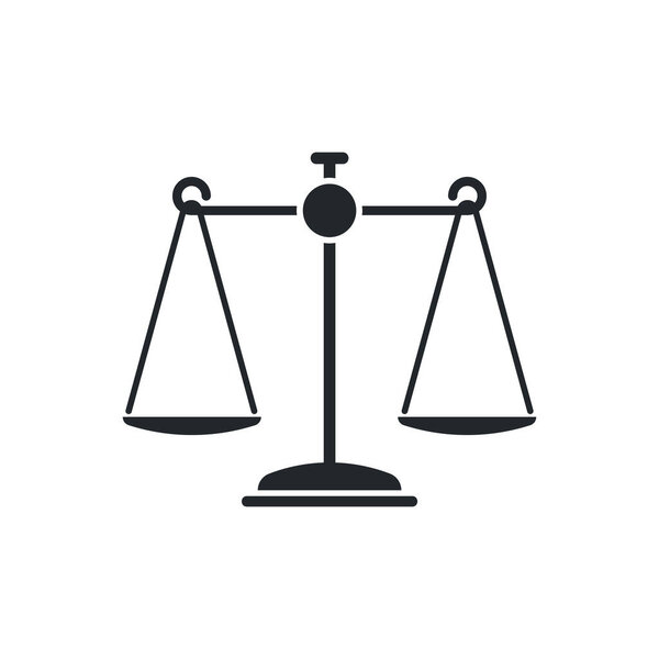 isometric vector illustration isolated on white background, scale or libra icon, jurisprudence or law