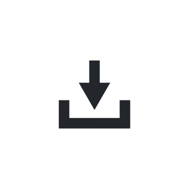 beyaz arkaplanda izole edilmiş düz vektör resmi, aşağı ok gönderme veya indirme simgesi, bilgisayar pictogram veya web tasarım ögesi