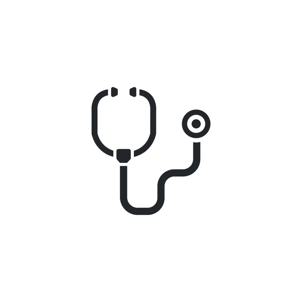 Flachvektorbild Isoliert Auf Weißem Hintergrund Stethoskop Symbol Medizin Und Therapie — Stockvektor
