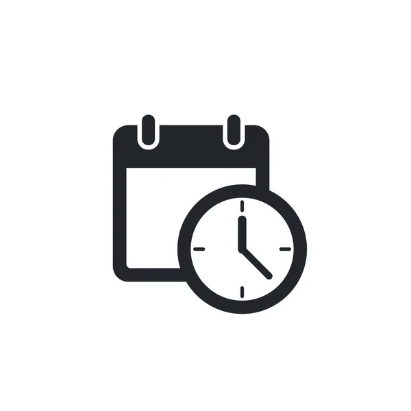 在白色背景 日历和时钟图标 时间或时间上隔离的平面矢量图像 — 图库矢量图片