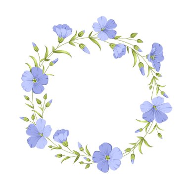 Vector illustration frames linen flowers. Floral botanical illustration