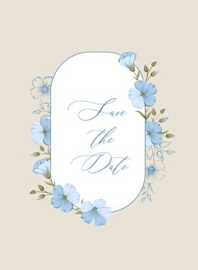 Wedding invitation. Floral linen hand-drawn illustration